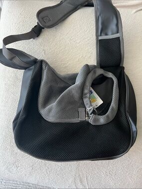 NEW! Dog Carrier- Gray & Black Mesh Sling Casual Crossbody